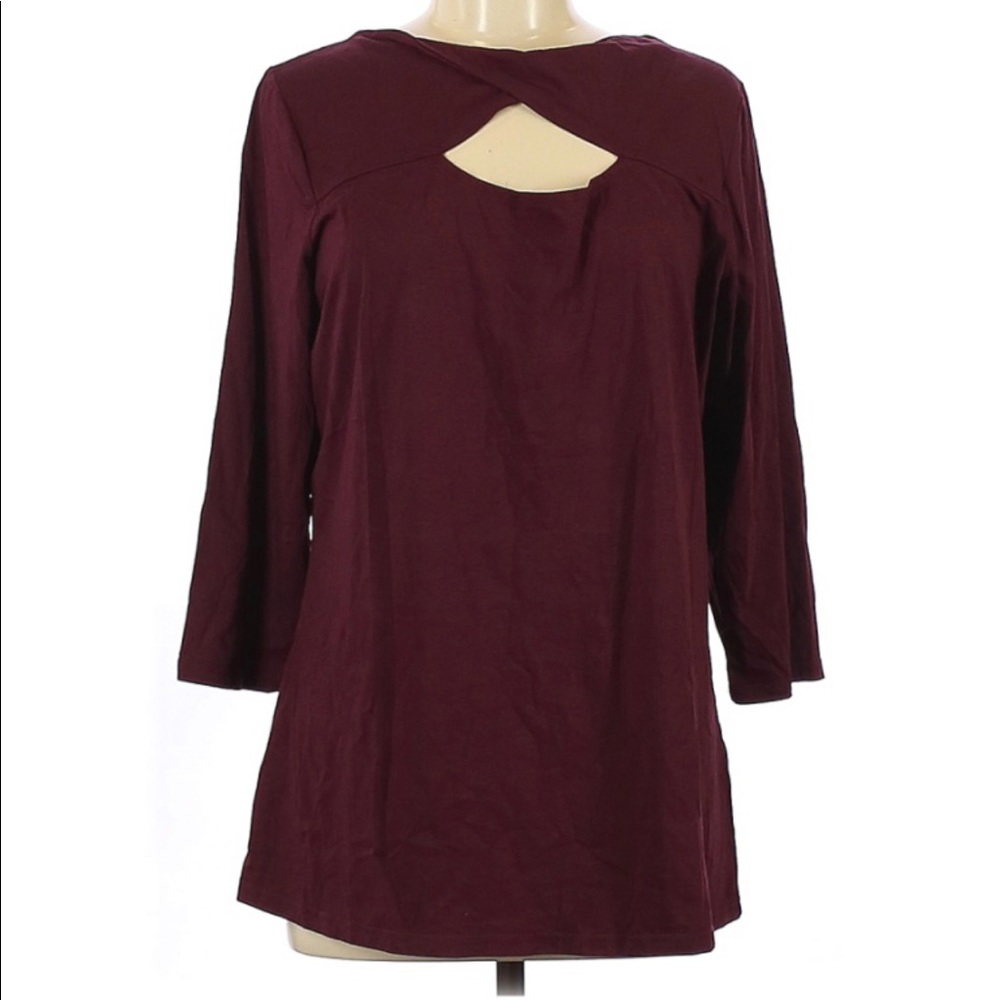 Woman Within Denim 24/7 Wine Burgundy Shirt Top